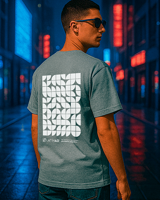 Remera Oversize LatinAd Geometric Celeste
